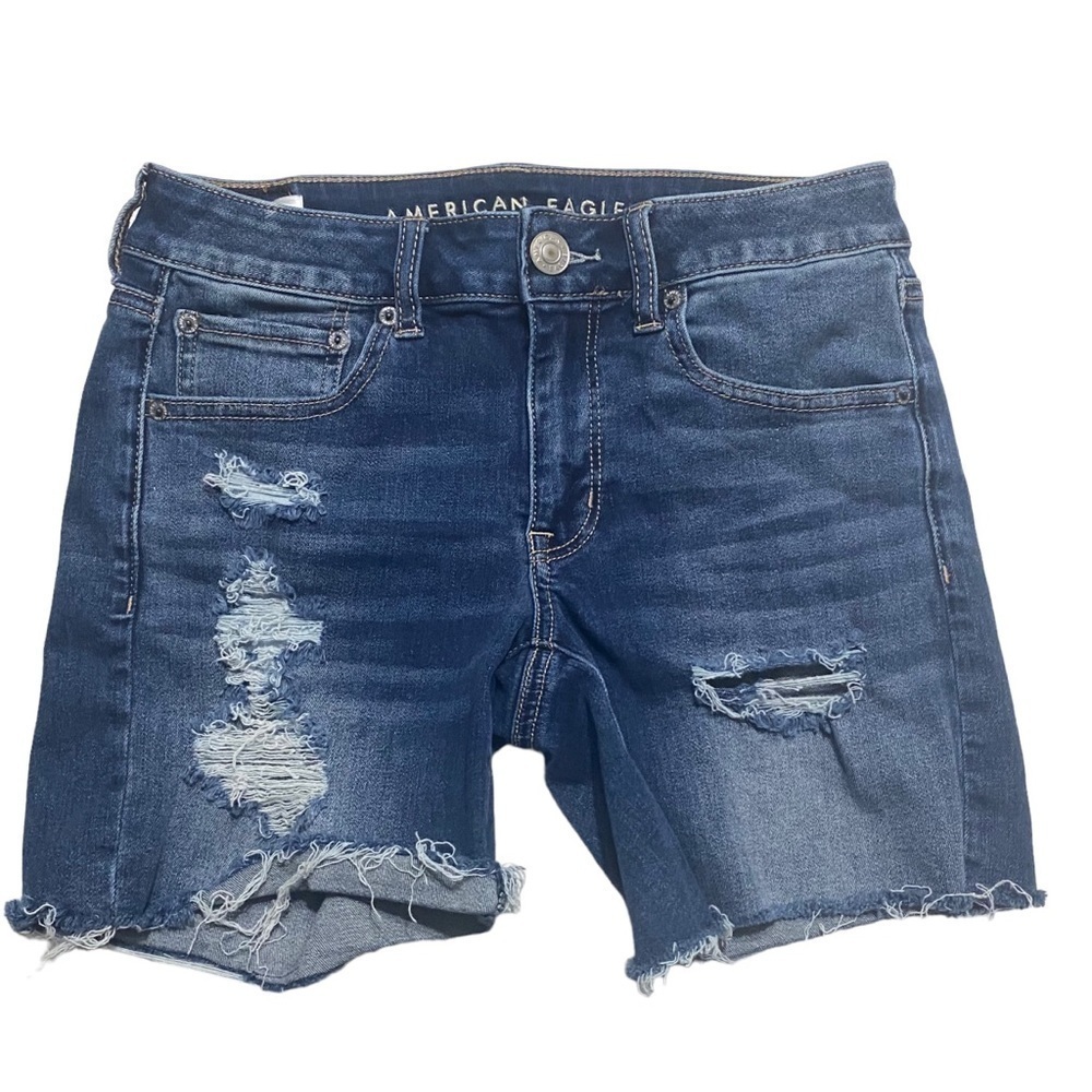 American Eagle Outfitters ladies distressed Next Level Stretch denim shorts‎ 6